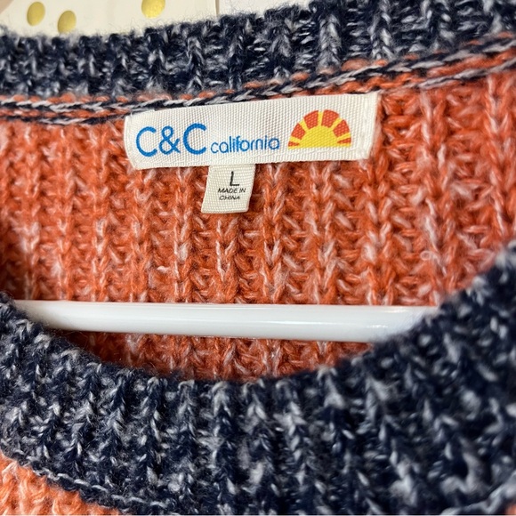 C&C California Multicolor Striped Cropped Sweater size Large - Picture 3 of 9